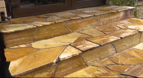 Плитняк златолит жёлтый золотистый для отмостки купить в Орехово-Зуевом